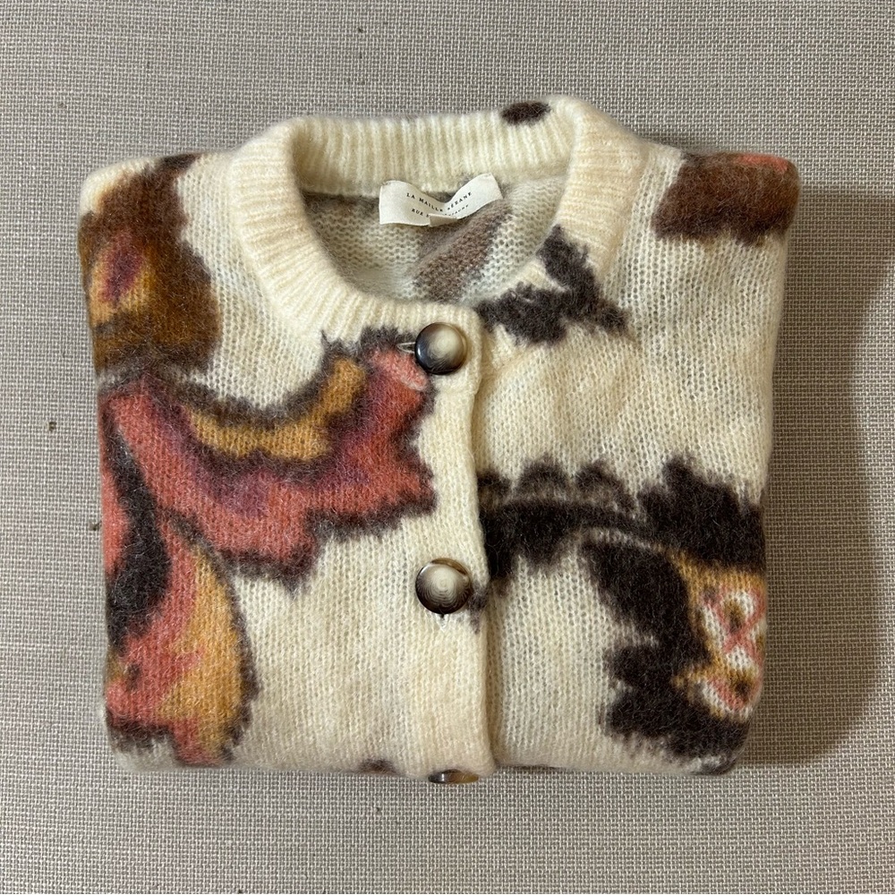 Sezane Manea Cardigan Merveille Print Mohair Sweater Knit - Picture 6 of 13